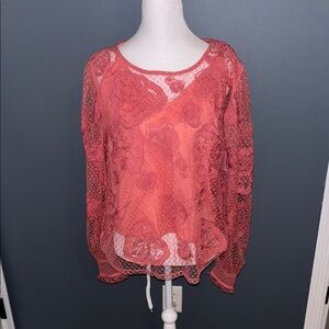 Express Elegant Lace Overlay Women's Top - Watermelon Pink